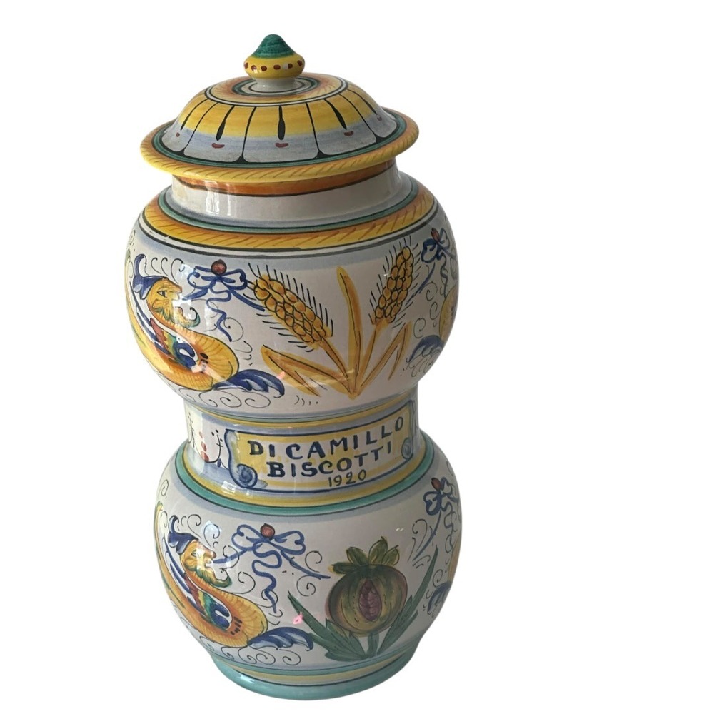 Di Camillo Biscotti Jar Italy 12" Multicolor Excellent Hand Painted Majolica - Picture 2 of 5